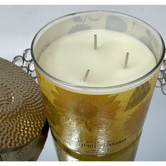 HTF~Bath & Body Works Bright Citrus Sunflower 🌻~3 Wick Large Candle~Very Rare - Picture 3 of 7